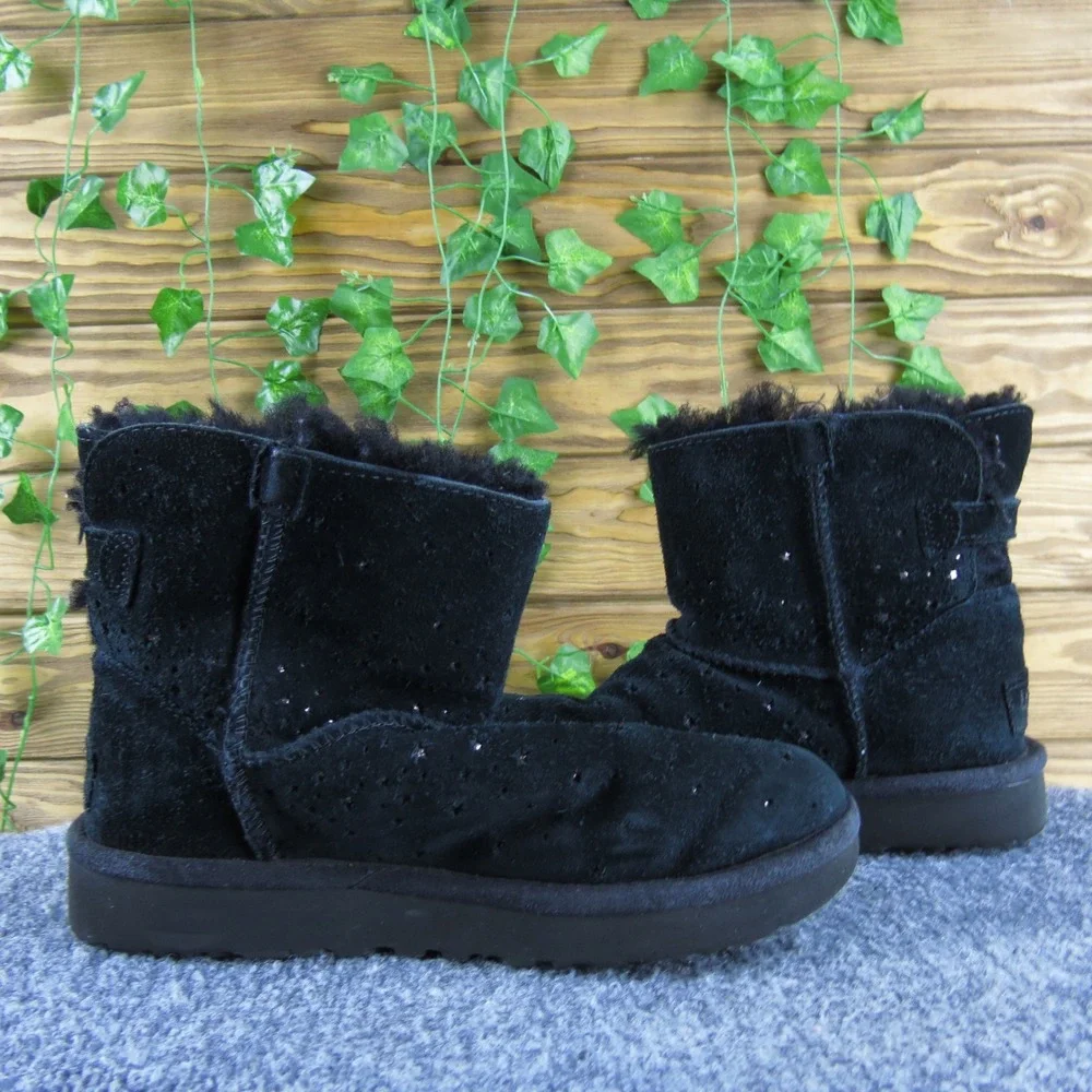 UGG Australia‎ Stargirl Mini Women's Black Suede Leather Winter Boots Sparkle 5